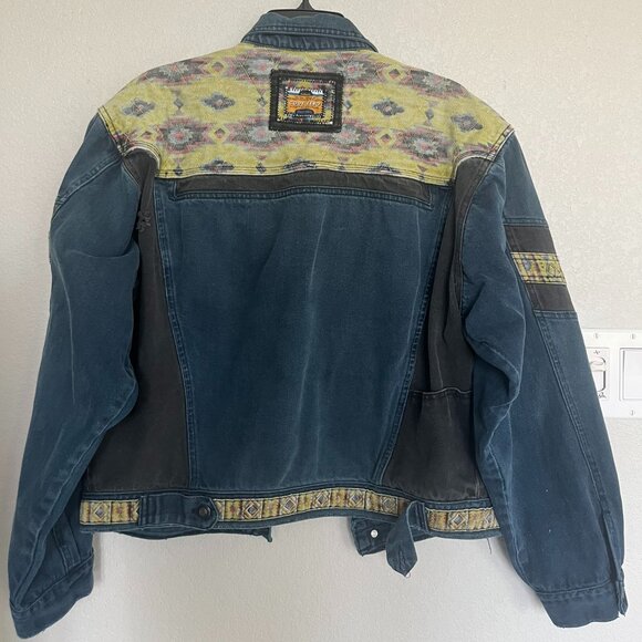 Code Zero Bomber Jean Jacket w Southwestern Design - Women's Large - Picture 2 of 5